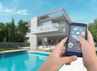 Best Automated Pool Systems for Modern Homes 3D rendering of a modern villa with Automated Pool Systems controlled by a smartphone from the outside