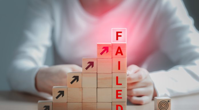 Is This It? What to Do When Achieving Your Career Goal Doesn’t Bring Fulfilment Text failed on the wooden block and the dartboard icon is on the floor, Failing ideas metaphor, Concept for challenge and fail in business or fail in Career Goal