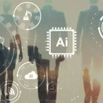 How European Businesses Can Protect Themselves From AI Information Vacuums Modern AI and technology concept with glowing circular nodes and connections.