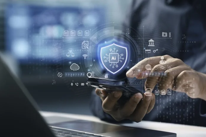 Cybersecurity and data protection concept. Businessman using AI technology for Cyber security and privacy management on internet network security and cloud computing. Secure Information Management