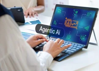 Businesswoman use agentic ai with ai agent using autonomous workflow for automation represents artificial intelligence innovation and digital transformation