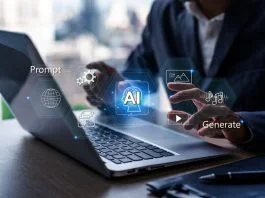 When AI Makes Entrepreneurial Knowledge Abundant, Judgment Becomes the Real Competitive Advantage Businessman working on laptop with AI agents and assistants to enhance workflows with AI tools, Artificial Intelligence and automation. Human judgment in AI concepts