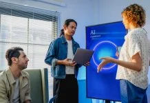 Organizations planning and strategizing using AI. concept of Humans Can See in the AI Era