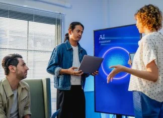 Organizations planning and strategizing using AI. concept of Humans Can See in the AI Era