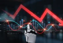 This image captures the intersection of technology and market analysis in a modern workspace. Synapse. AI collapsing the cost concept