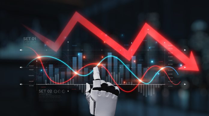 This image captures the intersection of technology and market analysis in a modern workspace. Synapse. AI collapsing the cost concept