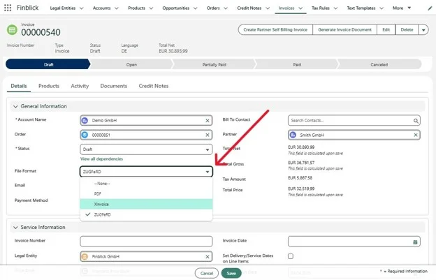 E-invoice formats