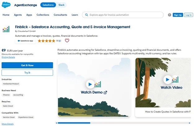 Finblick on AppExchange