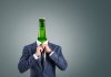 A surreal composition depicting a businessman with a green bottle as his head.