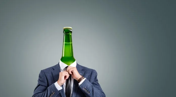 How Successful Founders Become Their Own Bottleneck A surreal composition depicting a businessman with a green bottle as his head.