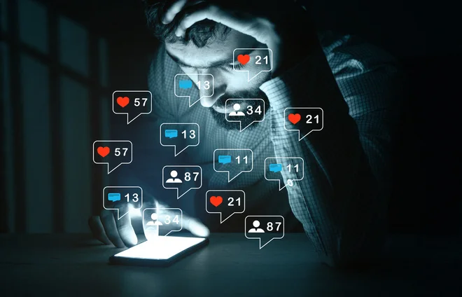 Concept of using a smartphone for social media Concept of using a smartphone for social media and Digital Habit