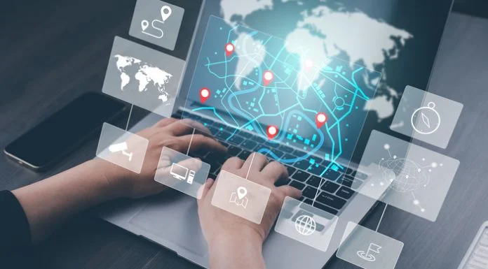 Beyond Translation: The Essential Elements of Digital Platform Localisation for the Asian Market Man using Smartphone with virtual world and model map with location point, GPS app. Digital Platform Localisation