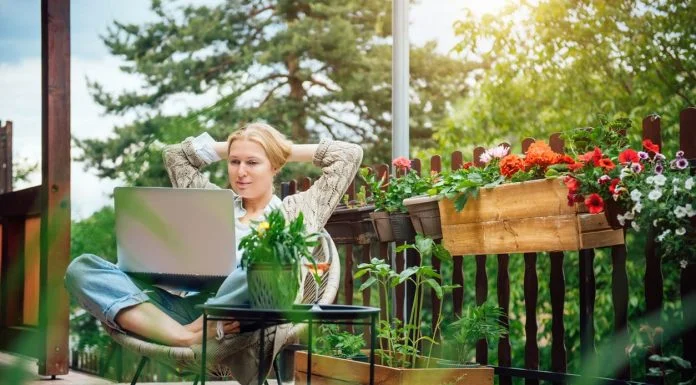 Working From Home - working on a laptop