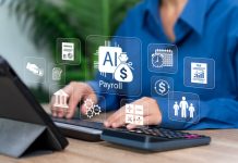 Automated Payroll System Concept, Businesswoman Use Tablet for Salary Processing, Financial Accuracy, Smart Accounting, Digital Payment Automation, HR Efficiency, Modern Payroll Management Technology