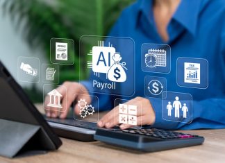 Automated Payroll System Concept, Businesswoman Use Tablet for Salary Processing, Financial Accuracy, Smart Accounting, Digital Payment Automation, HR Efficiency, Modern Payroll Management Technology