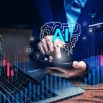Investor uses artificial intelligence for stock market analysis and forecasting, finance, analytics, investment, automation, growth