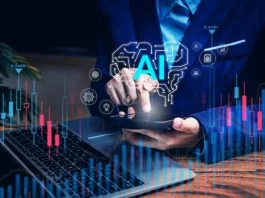 Investor uses artificial intelligence for stock market analysis and forecasting, finance, analytics, investment, automation, growth