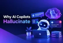 AI copilot hallucination caused by architecture issues, showing an AI assistant generating incorrect answers from prompts, context, and training data.