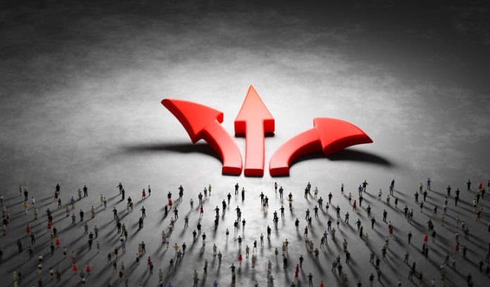 People make decision and choose. Red arrows pointing defensible decision-making