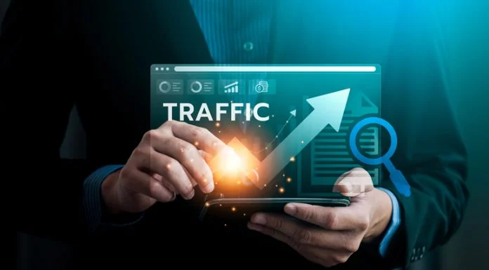 The Traffic Didn’t Vanish. It Changed Hands. Digital Traffic Growth Analysis, Business Professional Using Advanced Technology to Monitor and Enhance Website Performance for Increased Traffic and Online Visibility in a Competitive Market