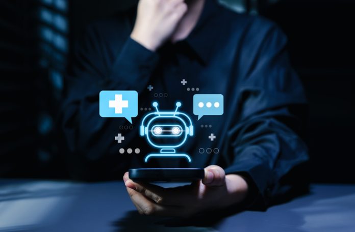 AI healthcare chatbot and medical support technology concept. virtual assistant, health chat, medical cross, patient communication, online consultation, digital care automation, remote service support create AI talking character videos
