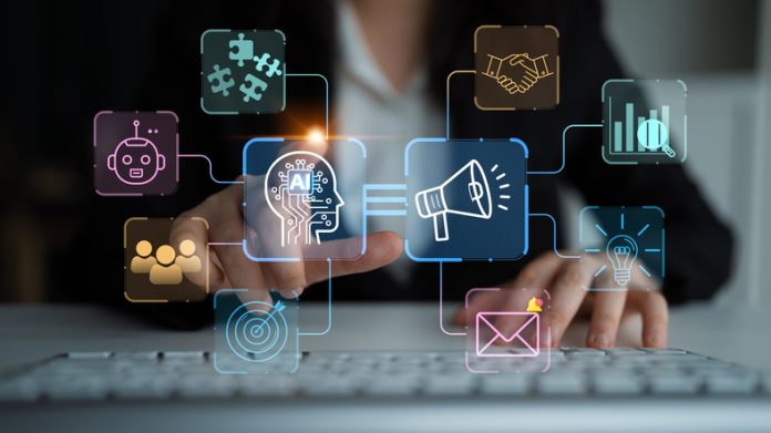 Digital Marketing Strategy with AI and Business Icons for Technology Background Brand Guidelines with AI
