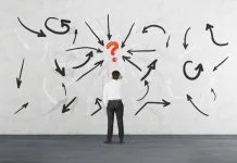 businessman is thinking how to solve the problem. Decision Fatigue concept