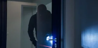Burglary Myths the Data Kills Full length of burglary using crowbar to open glass door at night