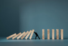 Business crisis and failure concept in wide view. Returning CEOs saving company on crisis