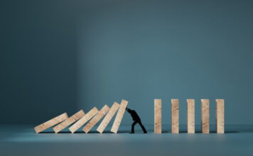 Business crisis and failure concept in wide view. Returning CEOs saving company on crisis