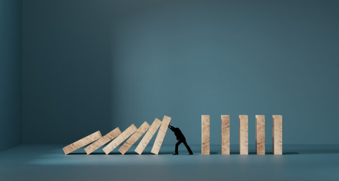 Business crisis and failure concept in wide view. Returning CEOs saving company on crisis