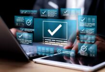 Innovative Web Pros Explains What Businesses Should Gather Before Starting a Website Project Businessman validating digital documents using futuristic interface with checkmark icons, quality assurance system, Website, compliance review, and document verification.