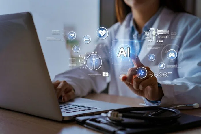 Doctor working with AI technology for diagnosing, increasing the accuracy of patient treatments, healthcare and medical technology concepts AI clinical strategists