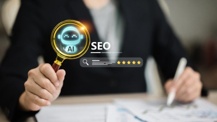 AI SEO Optimization and Digital Marketing with Magnifying Glass SEO vs AI SEO